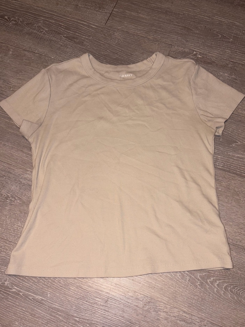 Old Navy Cream Short Sleeve Ribbed Tee